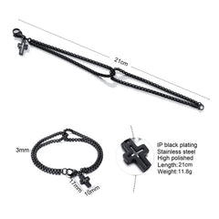 Stainless Steel Double Layer Cross Bracelet for Men/Women