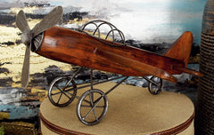 16"W, 9"H Wood Vintage Sculpture, Brown