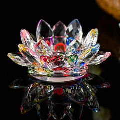 Lotus Glass Crystal Candle Holder for Home Decoration