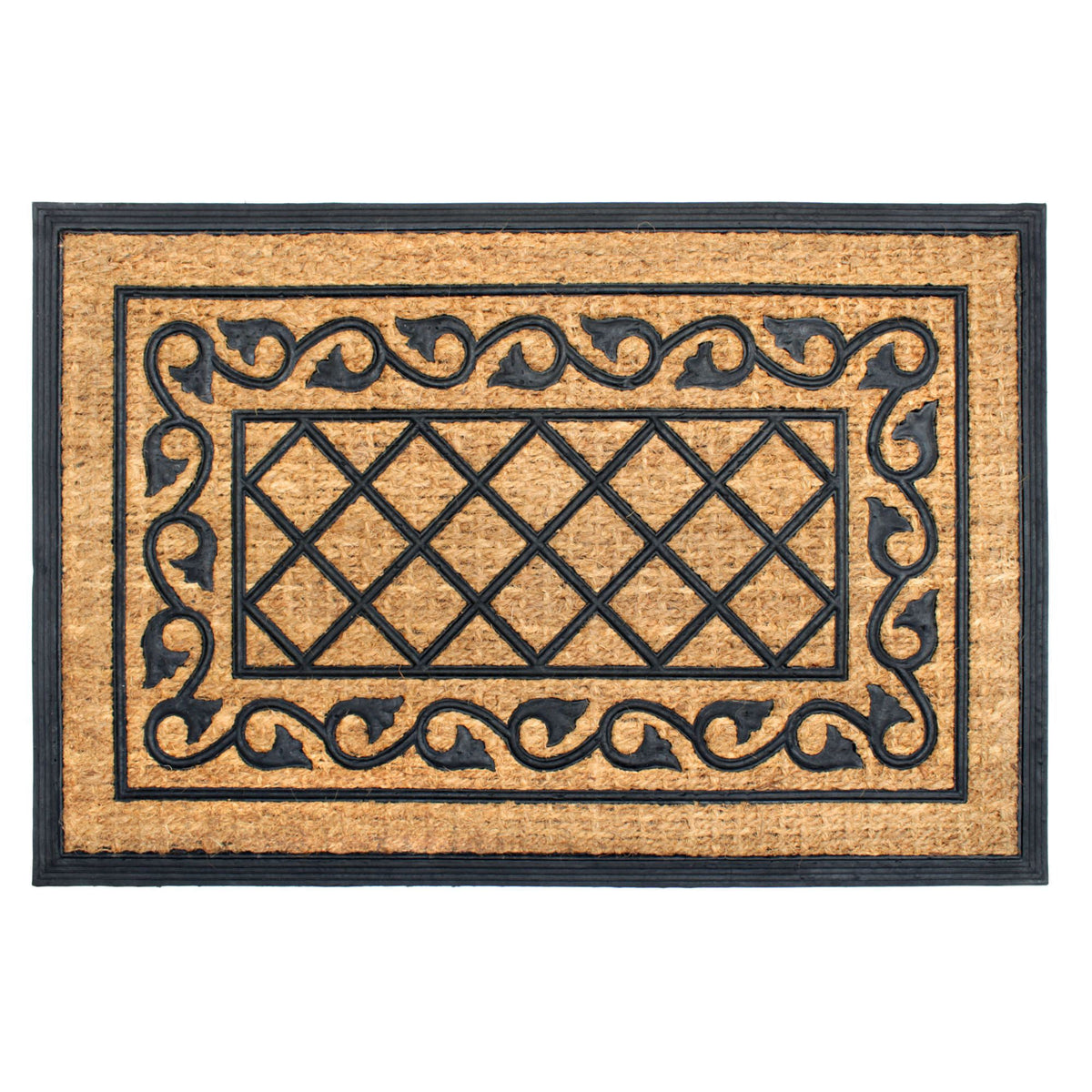 Moulded Rubber Coir Honeysuckle Doormat, 24" x 36"