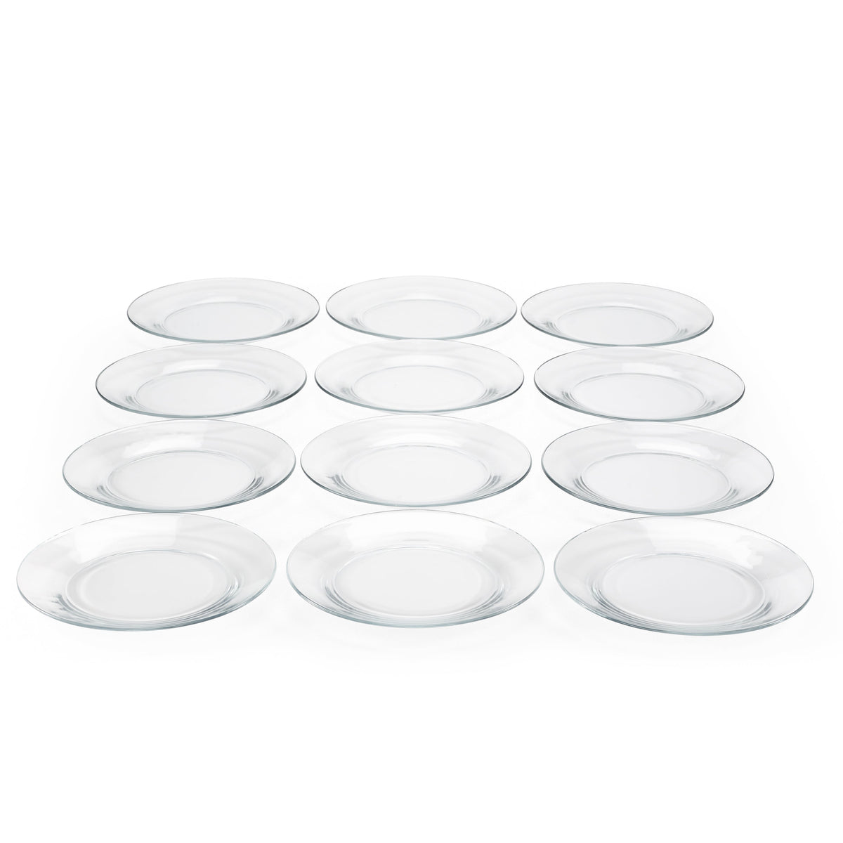 Set of 12 Round Glass Dinner Plates