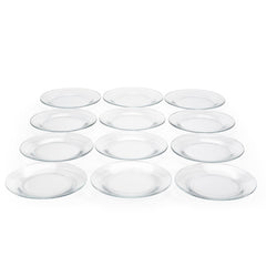 Set of 12 Round Glass Dinner Plates