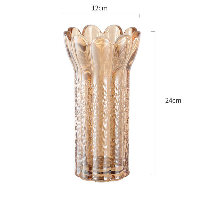 Embossed Flower Shape Crystal Glass Vase