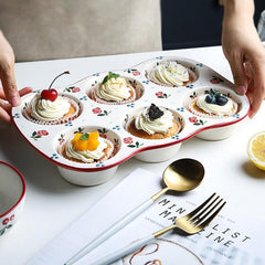Cherry Print Ceramic Cake Baking Pan
