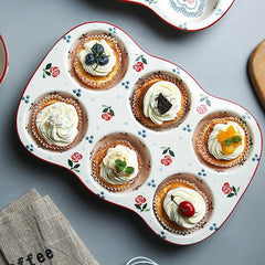 Cherry Print Ceramic Cake Baking Pan