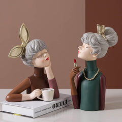 Elegant Girl Resin Decoration