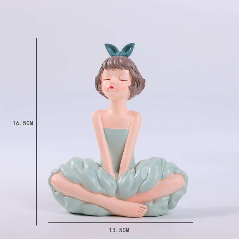 Cute Looking Up Girl Resin Desktop Decoration