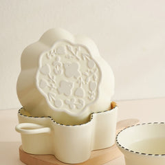 Dotted Line Embossed Ceramic Baking Bowl