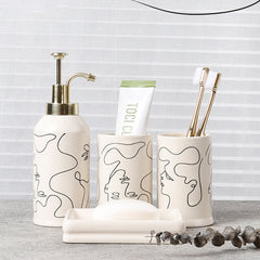 Elegant Line Drawing Bathroom Set