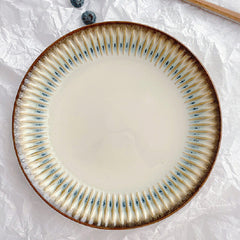 Embossed Vertical Grain Ceramic Plate
