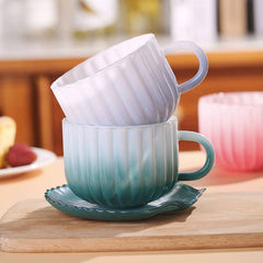 Gradient Glass Cup and Saucer