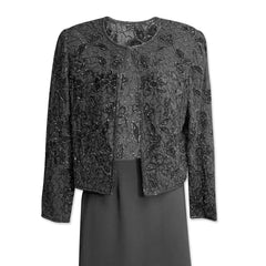 Moonlite Vintage Beaded Womens Jacket Size large black beading, Black on Black