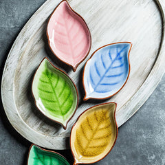 Leaf Cracked Ceramic Snack Plate