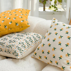 Pastoral Floral Embroidered Throw Pillow Cover