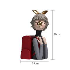 Backpack Girl Resin Storage Decoration