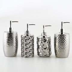Silver Embossed Ceramic Soap Dispenser
