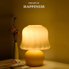 Vintage Creamy Yellow Mushroom Lamp