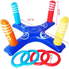Inflatable Ring Toss Pool Game Toys w/ 4 Pcs Rings