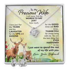 To My Precious Wife-I will never find the WORDS Love Knot Earring & Necklace Set