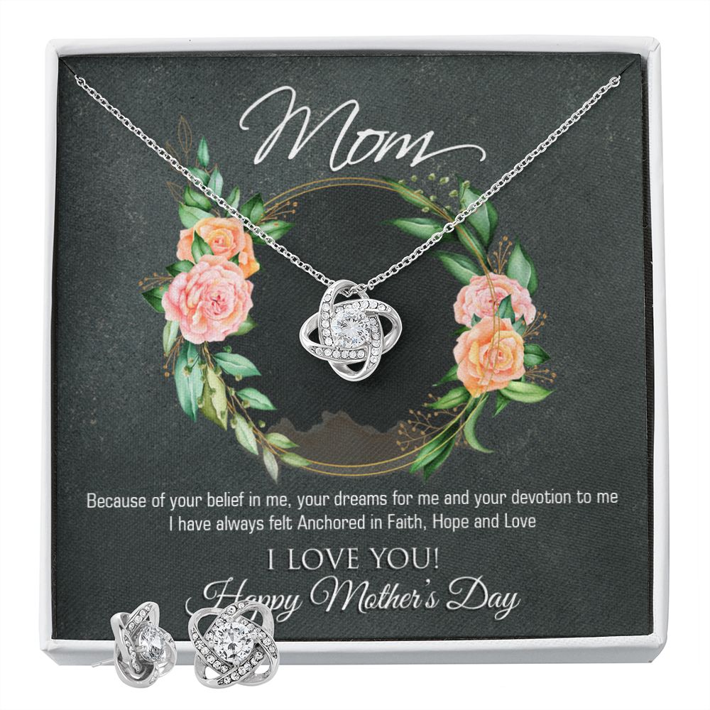 Mothers Day Love Knot Earring & Necklace Set