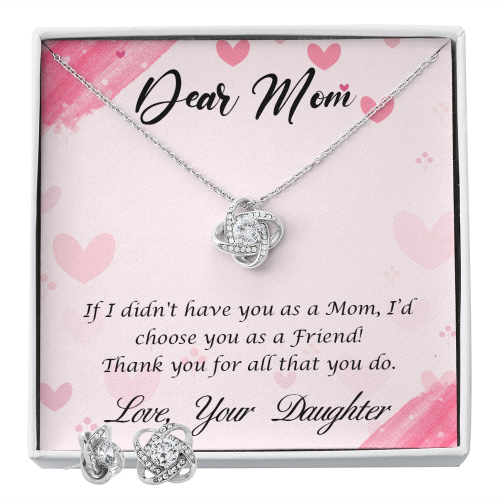 Dear Mom-Happy Mother's Day! Love Knot Earring & Necklace Set