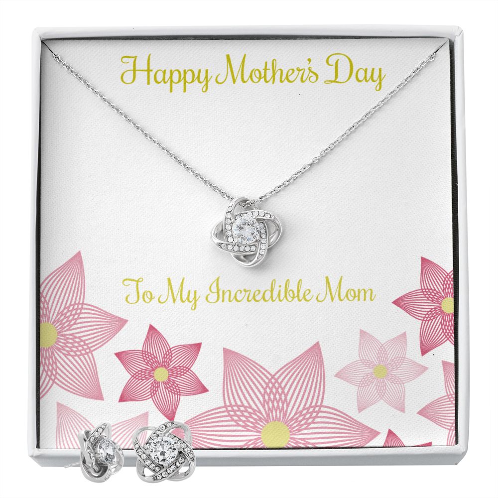 Mothers Day Inserts-01 Love Knot Earring & Necklace Set