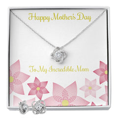Mothers Day Inserts-01 Love Knot Earring & Necklace Set