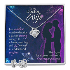 To My Doctor Wife, Just another word Love Knot Earring & Necklace Set