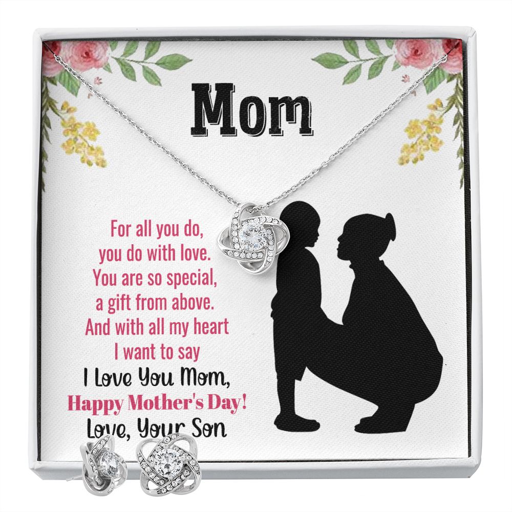 mom you are so special Love Knot Earring & Necklace Set