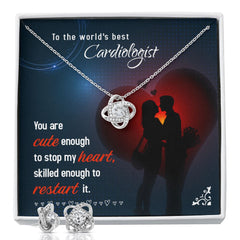 To The world's Best Cardiologist Love Knot Earring & Necklace Set