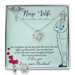 To my nurse wife Love Knot Earring & Necklace Set