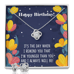 Siblings Birthday-01 Love Knot Earring & Necklace Set