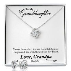 01-To My Grand Daughter Love Knot Earring & Necklace Set