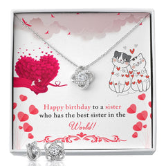coupel 2e Love Knot Earring & Necklace Set