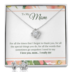 To My Mom - I Love You, I really Do Love Knot Earring & Necklace Set