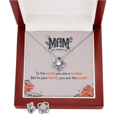 Happy mothers Day mom, To the world you are a mother to you family you are the world Love Knot Earring & Necklace Set