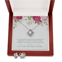 Sister 2 Love Knot Earring & Necklace Set