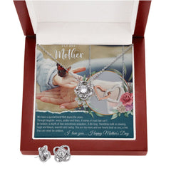 Mothers Day 2 Love Knot Earring & Necklace Set