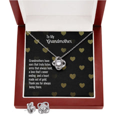 grandmother Love Knot Earring & Necklace Set