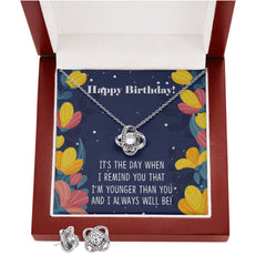 Siblings Birthday-01 Love Knot Earring & Necklace Set