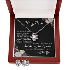 To My Mom-So much of me Love Knot Earring & Necklace Set