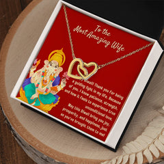 To The Most Amazing Wife Interlocking Hearts Necklace Blessed By Lord Ganesh Diwali Gift Set