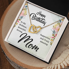 Happy Birthday Mom. Interlocking Hearts necklace template