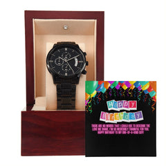 Happy Birthday Black Chronograph Men's Gift Watch