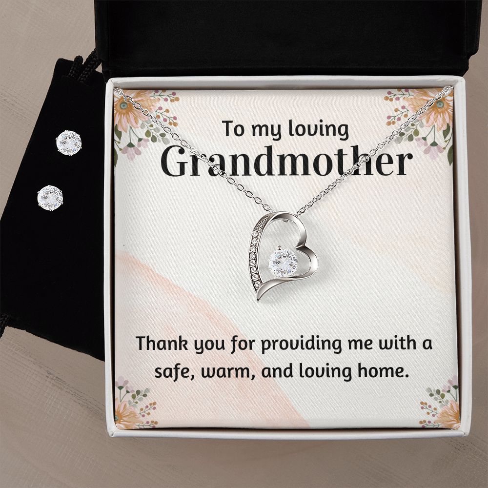 46 Forever Love Necklace and Cubic Zirconia Earring Set