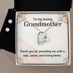 46 Forever Love Necklace and Cubic Zirconia Earring Set