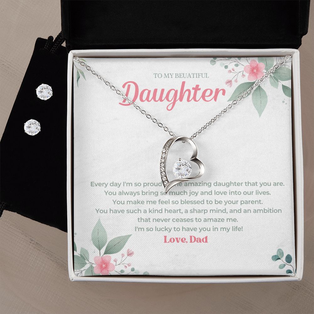 14 Forever Love Necklace and Cubic Zirconia Earring Set