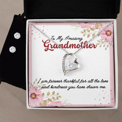 50 Forever Love Necklace and Cubic Zirconia Earring Set