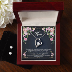 To My Mom There are not enough words Forever Love Necklace and Cubic Zirconia Earring Set