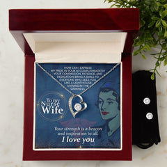 To My Nurse Wife How Can I Forever Love Necklace and Cubic Zirconia Earring Set